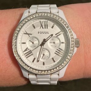 White Fossil Ceramic Women’s Watch